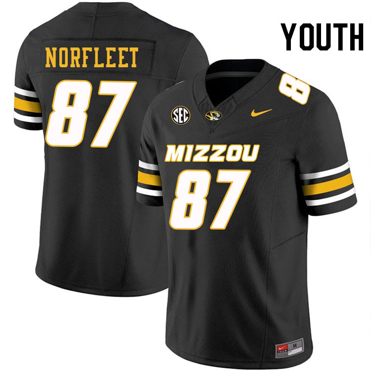 Youth #87 Brett Norfleet Missouri Tigers College Football Jerseys Stitched-Black